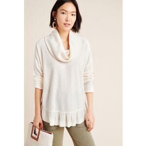 Maeve Addie Ruffled Hacci Pullover Cream Womens XS Cottagecore Shabby Chic Boho